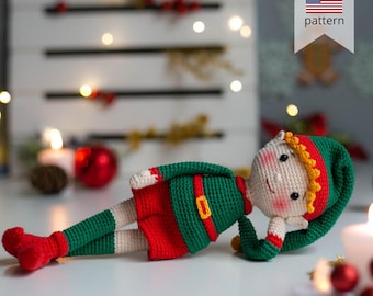 Amigurumi crochet Elf pattern. Crochet presents for Christmas and New Year.