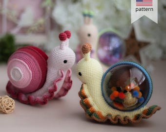 Amigurumi crochet Snail pattern. Original crochet decor