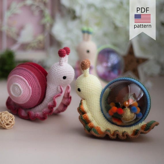Amigurumi crochet Snail pattern. Original crochet decor
