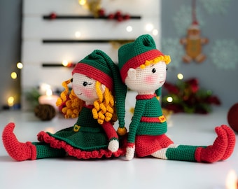 Amigurumi toys. Christmas Elves. Crochet amigurumi Elf. Christmas toys. Christmas amigurumi. Crochet pattern. Amigurumi pattern. PDF pattern