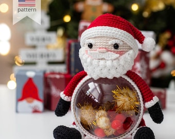 Amigurumi Crochet Christmas Santa Claus Pattern. Crochet decoration for winter holidays