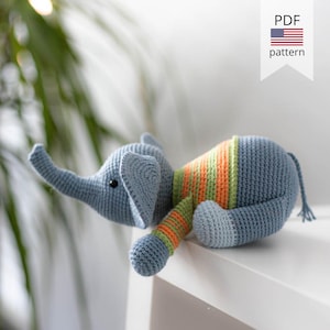 Amigurumi elephant. Crochet toy. PDF pattern. Crochet pattern amigurumi toys.