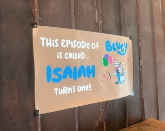 Bluey Themed Birthday Banner | Hand Painted