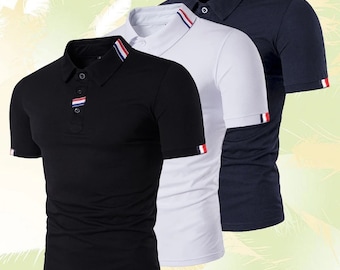 New Solid Color Mens Polo Shirts Short Sleeve Casual Fashion Summer Lapel Male Tops