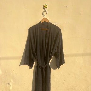 Women Black colour kimono, Beach wear, nightwear, dressing gown, Recycled sari kimono, Robes for women saree kimono indian vintage kimono