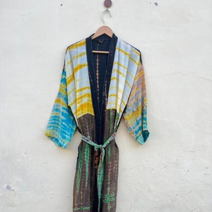 tie dye kimono ,silk kimono, robe, dress best kimono ,100% best tie dye kimono ,women tie dye silk ,robe ,free size, long Size, for her Silk