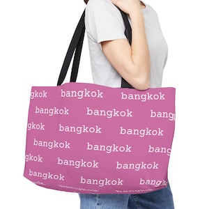 Bangkok Letters ウィークエンダー トートバッグ - スタイリッシュな旅行用バッグ、一泊用バッグ、機内持ち込み用バッグ、旅行者へのギフト、大型ショルダーバケーションビーチバッグ
