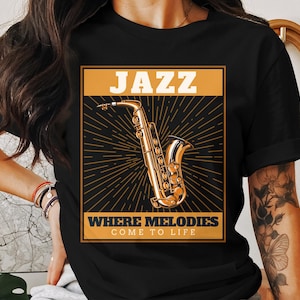 Retro jazz saxofoon T-shirt - cadeau voor muziekliefhebber