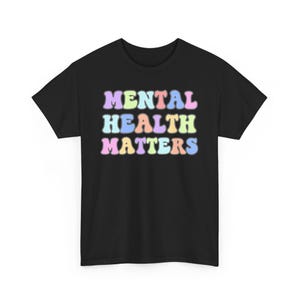 Mental Letter Print T-Shirt für Frauen, Inspiration Top, Bewusstsein für psychische Gesundheit T-Shirt