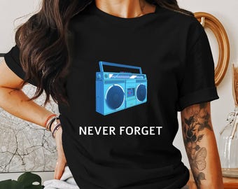 Retro Boombox Grafik-T-Shirt, 80er bis 90er Jahre Musikliebhaber T-Shirt