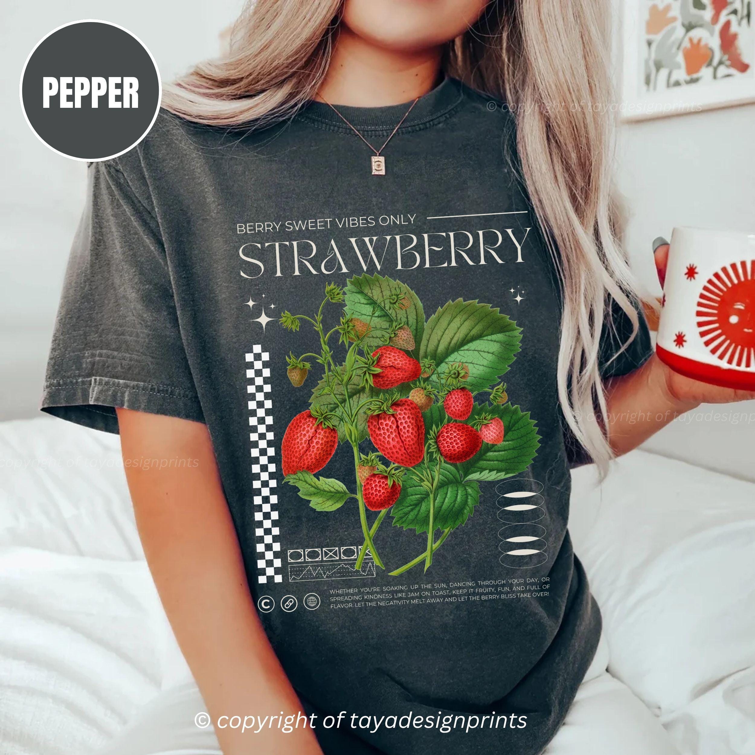 Strawberry Graphic T-shirt: Retro Y2K Botanical Fruit Tee - Etsy