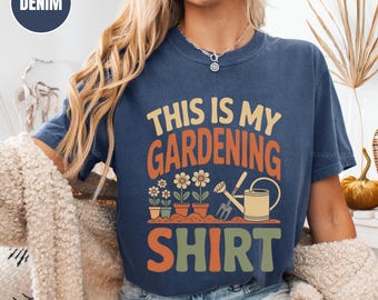 Gardening Shirt: Retro Plant Art, Earth Tones, Soft Cotton