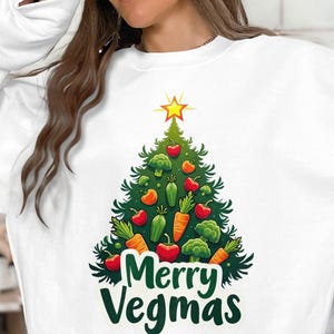 Christmas Vegan Sweatshirt, Merry Vegmas Sweatshirt, Holiday Veggie Shirt, Vegan Christmas Tree, Funny Vegetarian Shirt