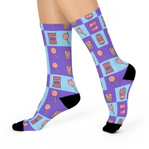 Snack-Themed Cushioned Crew Socks: Fun Foodie Gift, Festival Wear
