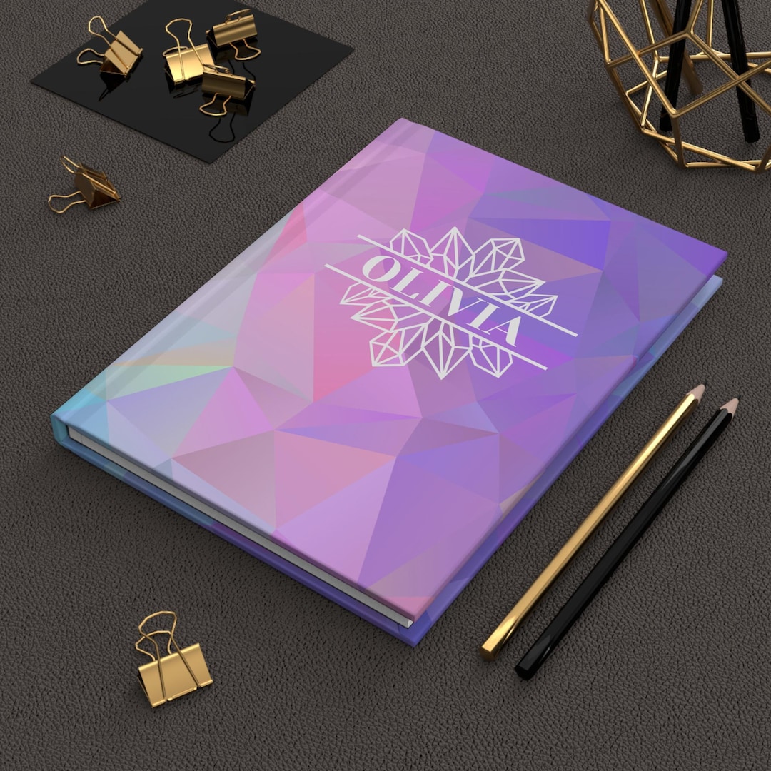 Personalized Geometric Notebook: Custom Name Journal, Purple Pink Diary ...