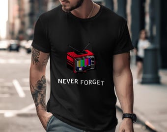 Retro tv-testpatroon shirt nooit vergeten - kleurrijk vintage televisieontwerp
