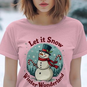 Christmas Snowman T-Shirt, Let It Snow Winter Wonderland Tee, Cute Holiday Snowman Shirt, Fun Christmas Graphic Tee