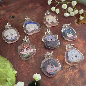 Dungeon Meshi Characters Holographic Shimmer Acrylic Phone Charms with Cute Star Charms!