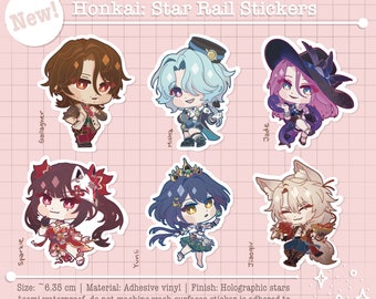 Honkai Star Rail Holographic Chibi Character Stickers!