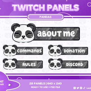 Cute Panda Panels for Twitch | 28 Panda Twitch Panels | Minimal Aesthetic Design Panels | Kawaii Stream Aesthetic