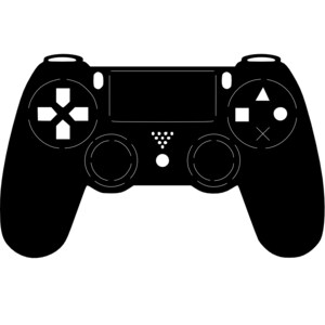 May include: A black video game controller with buttons and a directional pad.