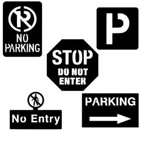 parkeer- en stopborden 5x ontwerpen dxf dwg svg digitale bestanden