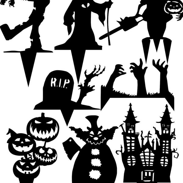 Halloween Shadow Casters/Stakes Paket x8 oder Garten Stakes Designs dxf svg dwg jpg digitale Dateien