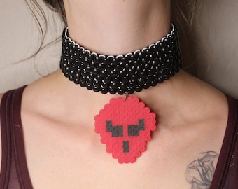 Svart och rött Alien Perler Choker Halsband