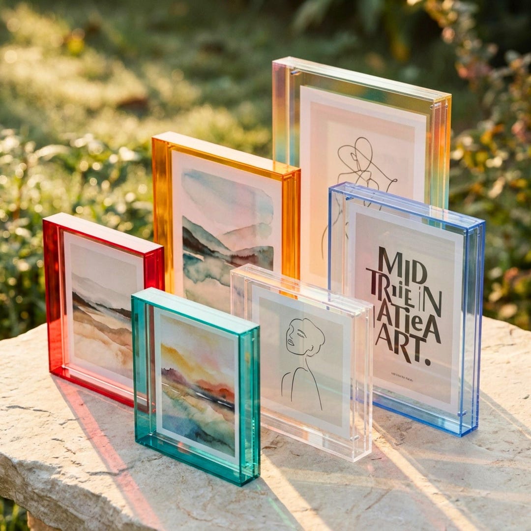 Colored Acrylic Floating Pictures Frame | Double Sided Desk Wall ...