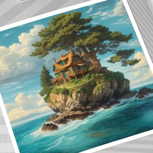 Island House, Sticker | 4 Sizes! | A haven where tranquility beguiles, A refuge where the you wear a smile. Island Sticker.