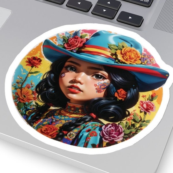 Rosalinda Desperado, Sticker | 4 Sizes! | With her hat and spurs, she rides so high, Under the sun, dreams never die. Cowgirl Art Sticker.