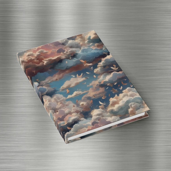 Empty Journal, Blank Sketchbook | 128 blank pages | 7.24"x5" | In pastel skies, dreams unfurl, The clouds parade, a paper swirl. Sketchbook.