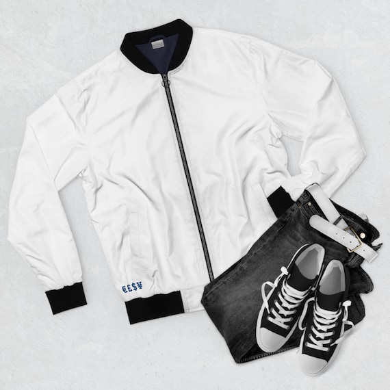 White Bomber Jacket | Men's | 5 Sizes | Classic Style