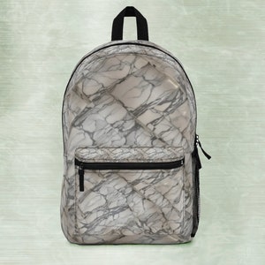 Sac à dos en marbre, sac à dos léger et imperméable | Transformer la pierre en tissu, une merveille visuelle. Accessoire scolaire moderne, sac à dos College.