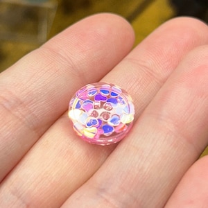 Buttons - Handmade Girly Pink/Purple Iridescent Heart Resin Buttons for Sewing (1 button ) 0.6 inches/15mm