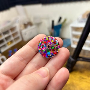 Buttons - Handmade Multicolored Sequin Resin Buttons for Sewing (1 button ) 1 inch/25mm
