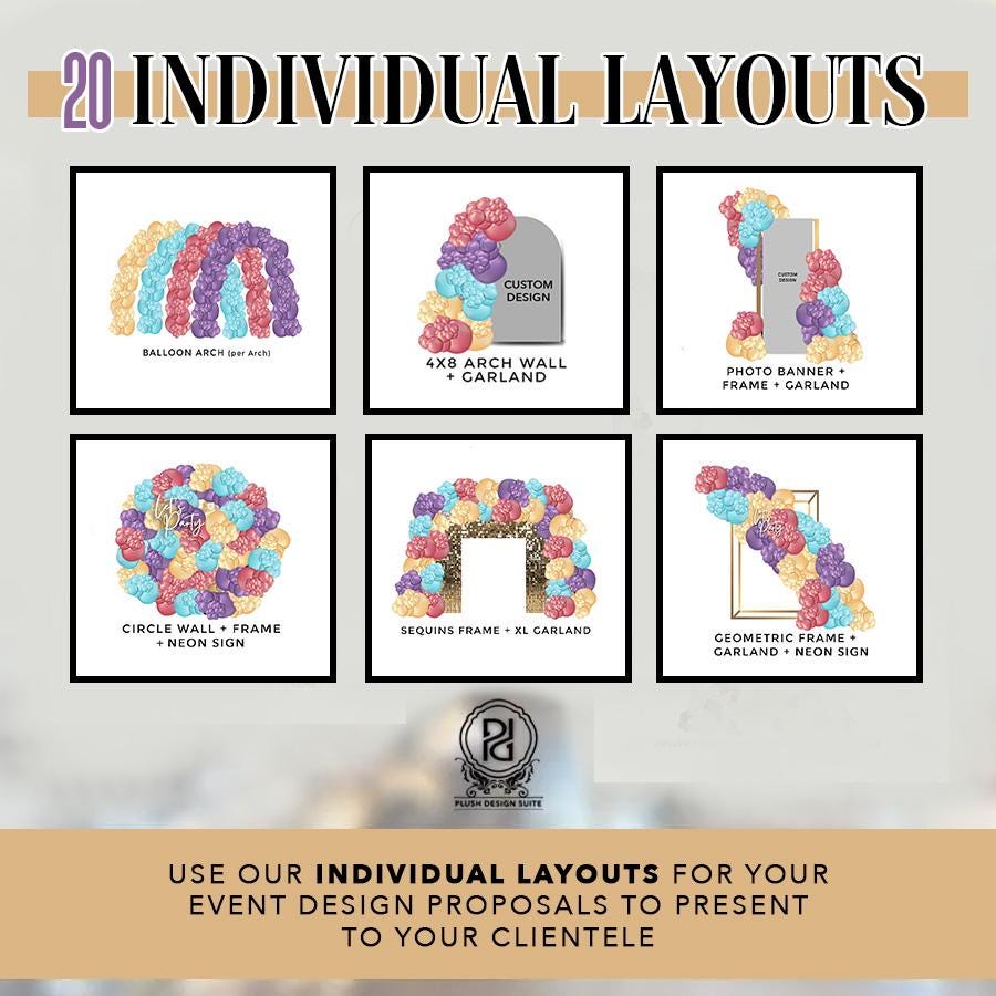 Balloon Menu Template: Party Decor Mockups & Vendor List (digital ...