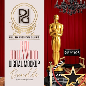 RED HOLLYWOOD - Pacote de mockups para planejadores de eventos, moodboard, design de decoração de eventos e proposta de design