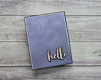 biglietto fatto a mano - ciao - biglietto viola