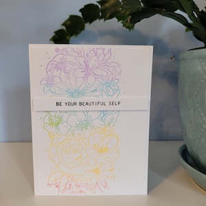 carte florale arc-en-ciel faite main pour toutes les occasions