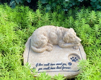 Personalized Pet Dog Memorial Stones Waterproof,Dog Memorial Grave Marker,Pet Memorial Garden Stone with A Sleeping Dog On The Top 8"×7×3.5"