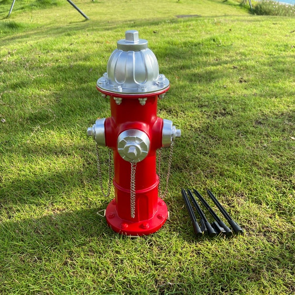 Fake Fire Hydrant for Dogs to Peed on,Dog Fire Hydrant Pee Post with 4 Stakes,14.5" Backyard Decor Outdoor Statues Firefighter Gifts for Men