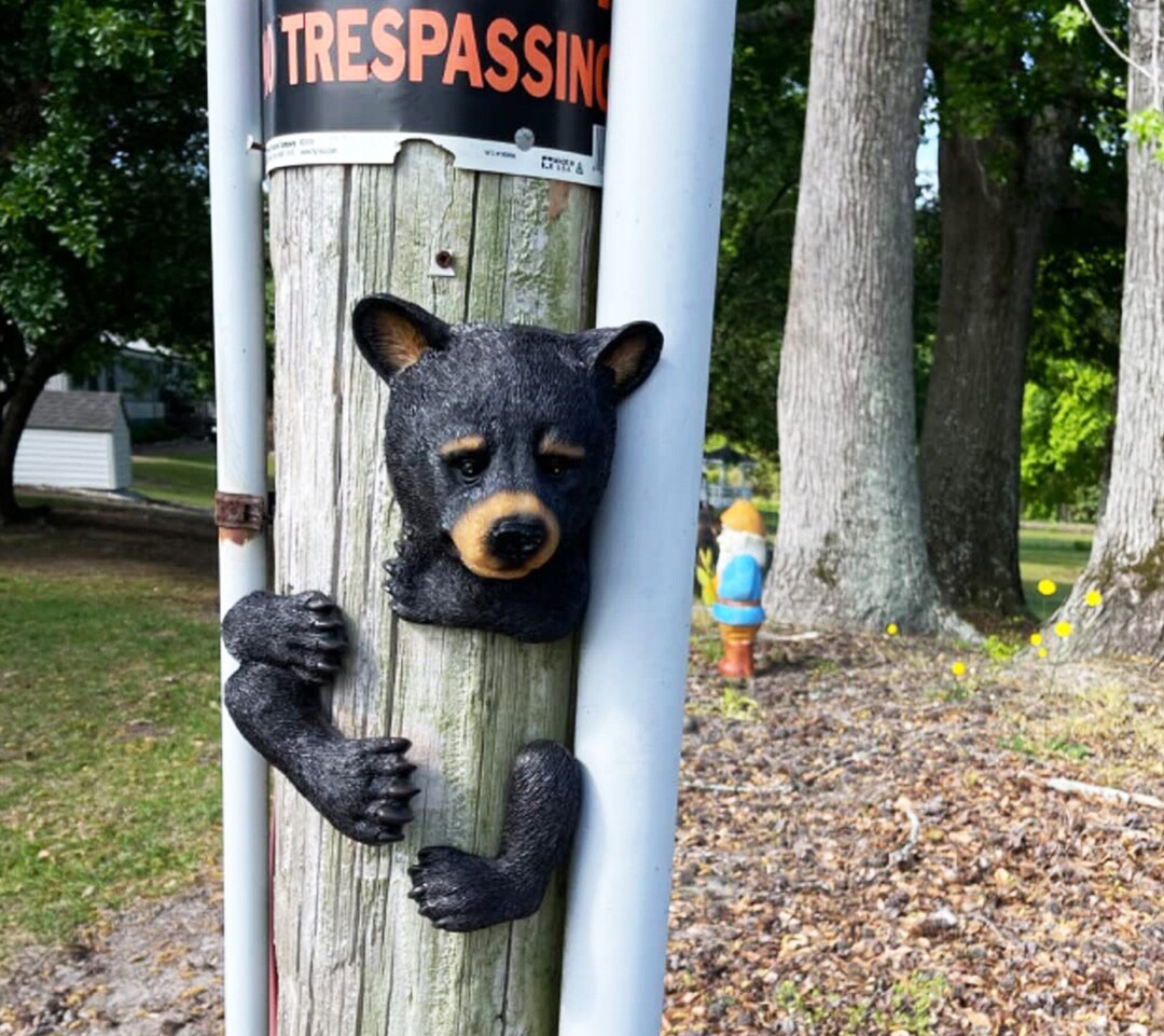 Bear Cub Tree Hugger Bear Sculpture Garden Decor Tree Huggers Bear Tree