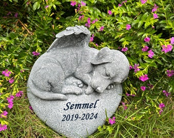 Personalized Angel Dog Memorial Stone, Dog Memorial Statue Engraved with Pet Name, for Dog Memorial Gifts and Pet Loss Gifts for Dog Lovers