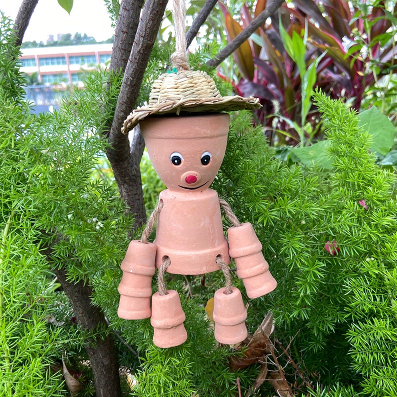 Terracotta Pot Man Scarecrow Garden Pendant Hanging Garden Etsy