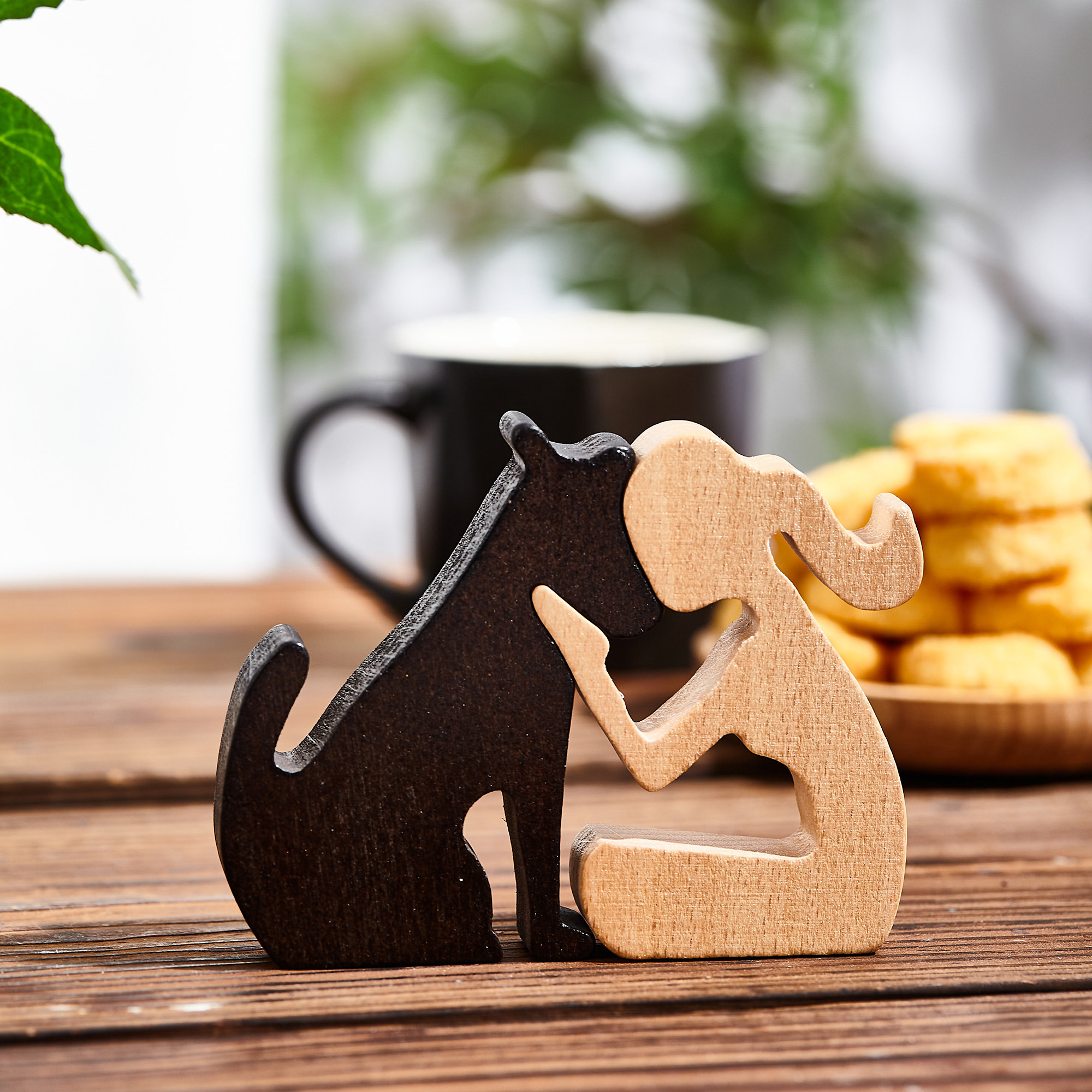 Personalized Hand Crafted Girl and Dog Wooden sculpture ,Women and Dog Carvings Memorial Gifts Dog Statues Home Decor ,Dog Lover Gifts