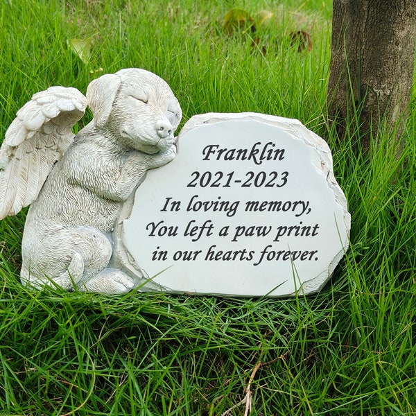 Personalized Dog Angel Memorial Grave Marker Tribute Statue-Pet Headstone Memorial Garden Stone-Carvings Any Messages-Gifts for Dog Lovers