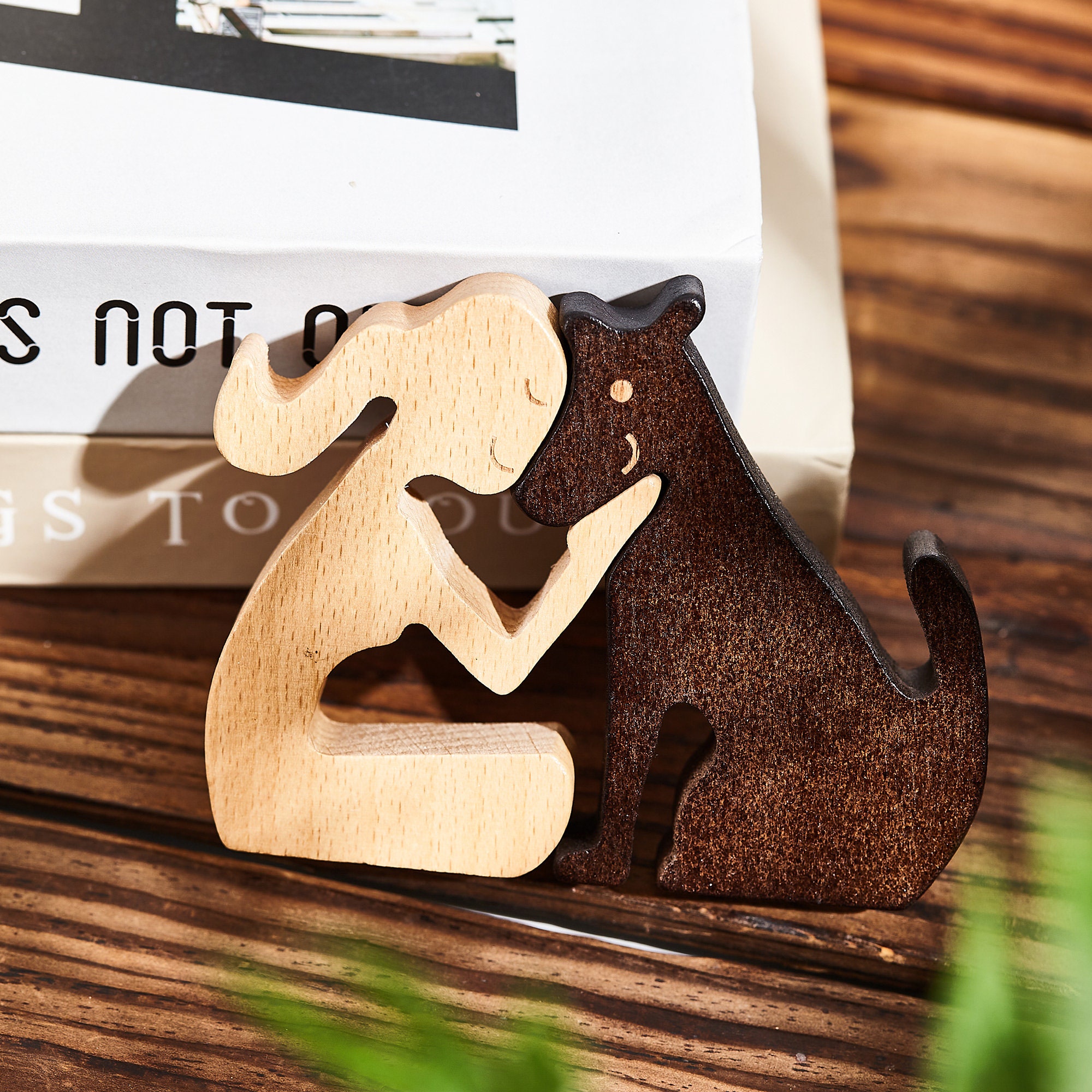 Personalized Hand Crafted Girl and Dog Wooden sculpture ,Women and Dog Carvings Memorial Gifts Dog Statues Home Decor ,Dog Lover Gifts