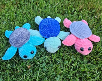 Crochet Velvet Turtle Plushie