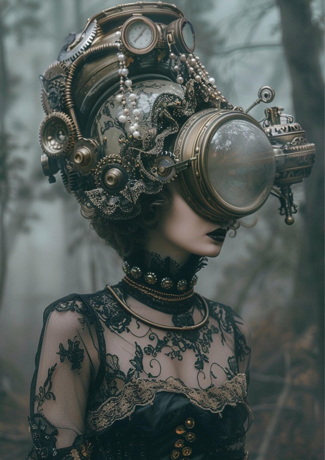 Steampunk Automaton Art Print – Gothic Lace, Victorian Machine Goddess ...